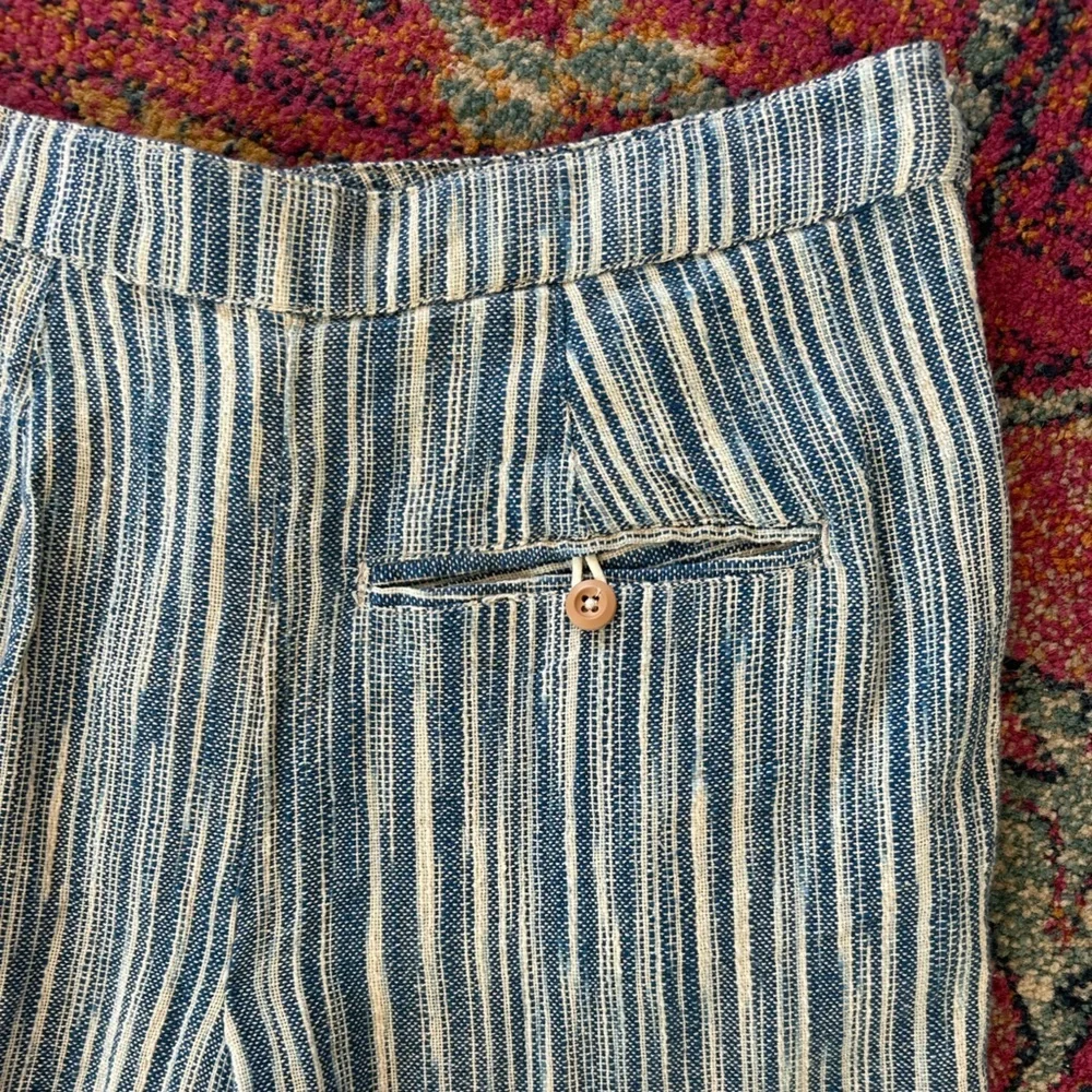 NWT Free People | Women’s blue/cream striped Marta Yarn Dye Fringe Hem Pant sz 2